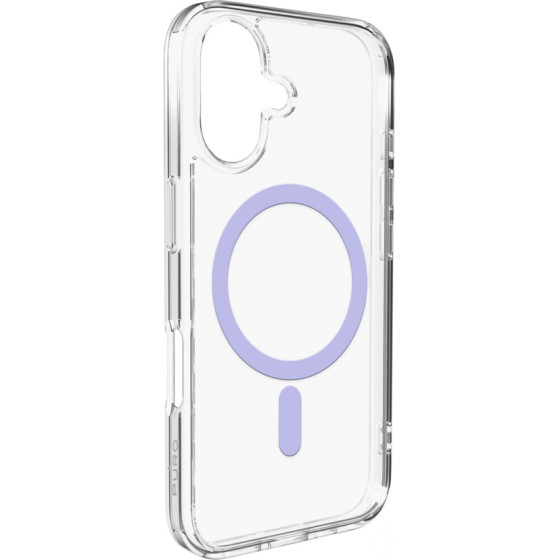 Puro Lite Mag TPU+PC Case Compatible with MagSafe for iPhone 17 - Transparent with Pink Ring - (PUIPC1763LITEMPINK)