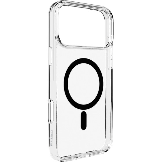 Puro Lite Mag TPU+PC Case Compatible with MagSafe for iPhone 17 Pro - Transparent with Black Ring - (PUIPC17P63LITEMBLK)