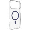 Puro Lite Mag TPU+PC Case Compatible with MagSafe for iPhone 17 Pro - Transparent with Blue Ring - (PUIPC17P63LITEMDKBL)