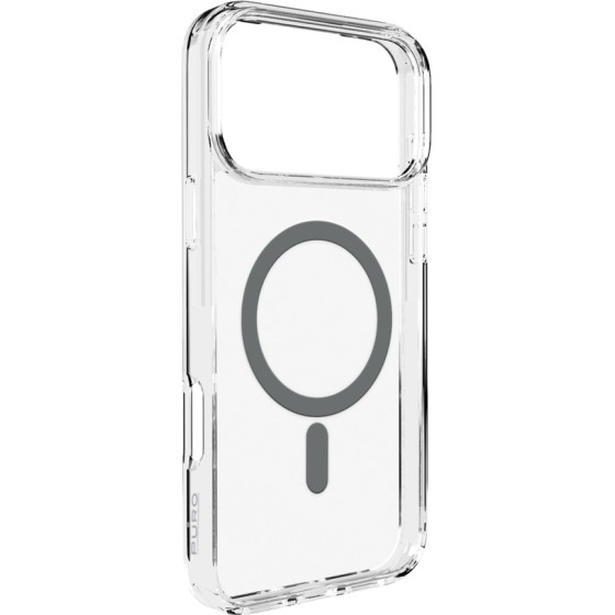 Puro Lite Mag TPU+PC Case Compatible with MagSafe for iPhone 17 Pro - Transparent with Gray Ring - (PUIPC17P63LITEMDKGR)