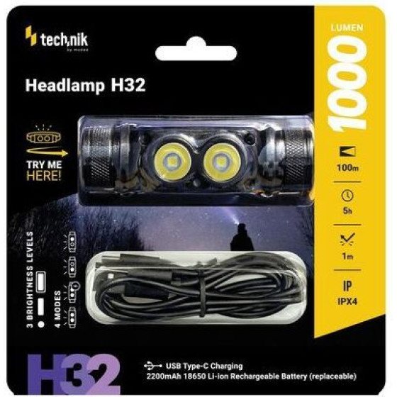 Technik ����� ������� H32 �� �������� 1x18650 Osram P9 & USB-C 1000lm