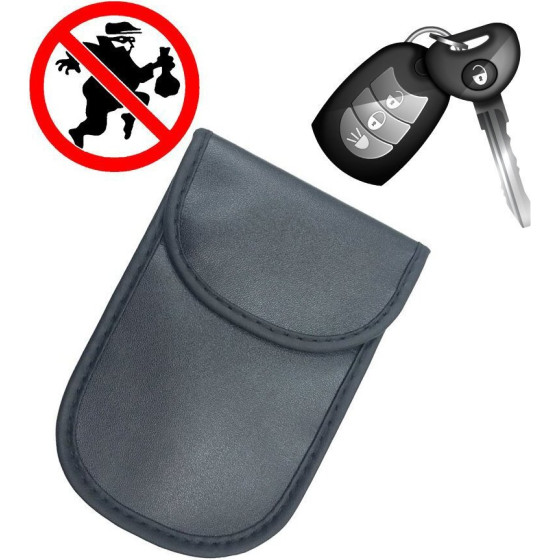 Hurtel Anti-Theft Car Key Pouch Radio Blocking Pouch Keyless Faraday Box Faraday Cage 14cm With 10cm Black 9111201906846 - (Vertical Signal Blocking case)