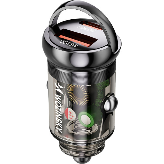 Wozinsky 65W Car Charger USB-C Pd 65W / USB-A 45W Qc 3.0 - Black 5907769383915 - (WCGWCW)