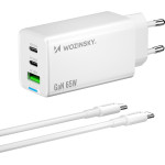 Wozinsky Gan 65W Charger With 2xUSB-C Usb Ports With 65W Cc Cable - White 5907769383922 - (WDCCBC)