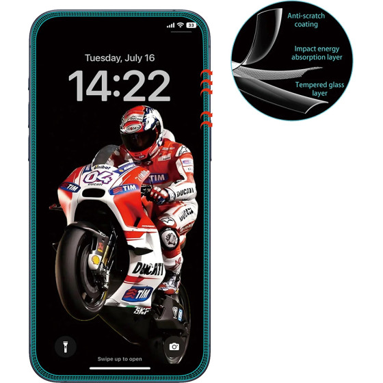ANANK - 3D Anti-Crack 5X Reinforced Screen Protector - Iphone 17 - Black