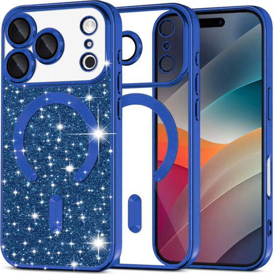 Techsuit - Luxury Glitter Magsafe - Iphone 17 Pro - Deep Blue