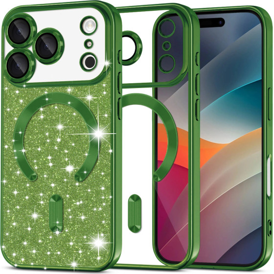 Techsuit - Luxury Glitter Magsafe - Iphone 17 Pro - Deep Green