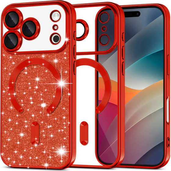 Techsuit - Luxury Glitter Magsafe - Iphone 17 Pro - Red