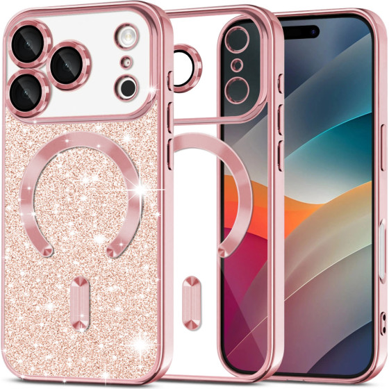 Techsuit - Luxury Glitter Magsafe - Iphone 17 Pro - Rose Gold