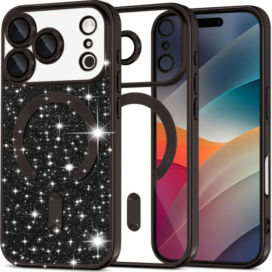 Techsuit - Luxury Glitter Magsafe - Iphone 17 Pro Max - Black