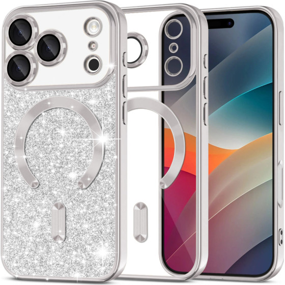 Techsuit - Luxury Glitter Magsafe - Iphone 17 Pro Max - Silver