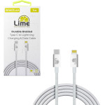 Lime Successories Lime Lightning To USB-C 3.4A ��������-Data Durable Braided 1m LBCL01 30W WHITE