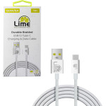 Lime Successories Lime USB-C Type C To Usb 6A ��������-Data Durable Braided 1m LBUC01 120W WHITE