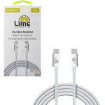 Lime Successories Lime USB-C Type C To USB-C Type C 4A ��������-Data Durable Braided 1m LBCC01 68W WHITE