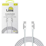 Lime Successories Lime USB-C Type C To USB-C Type C 6A ��������-Data Durable Braided 1m LBCC02 120W WHITE