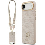 Guess Case 4G Strass Logo & Big Strap Metal Buttons Magsafe For Iphone Air Pink - (GUHMP17MP4G4DCSP)