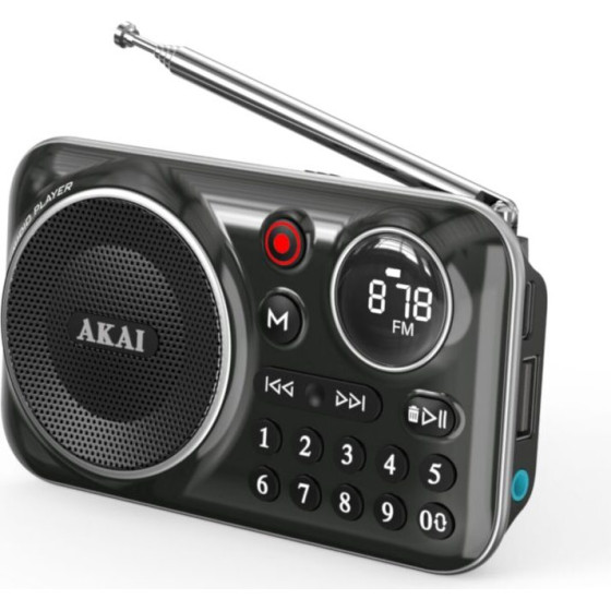 Akai ����� ������ ��������� �� Bluetooth, USB, TF, REC, ����� ���������� ��� �����-2.5W - (APR-500BK)