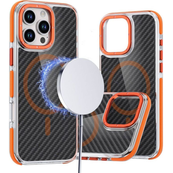 Fiber Case Comapitble With Magsafe For Iphone 16 Pro Orange OEM