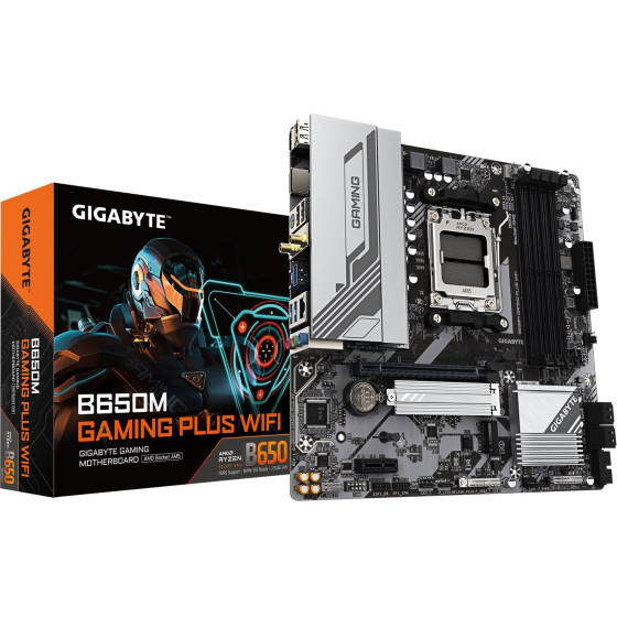 Gigabyte B650M Gaming Plus Wifi Motherboard - Amd Ryzen 9000 CPUs, 5+2+2 Phases VRM, Up To 8000MHz DDR5, 2xPcie 4.0 M.2, 2.5GBe LAN, Wifi 6E, Usb 3.2 Gen 1 - (B650M Gaming Plus WF)