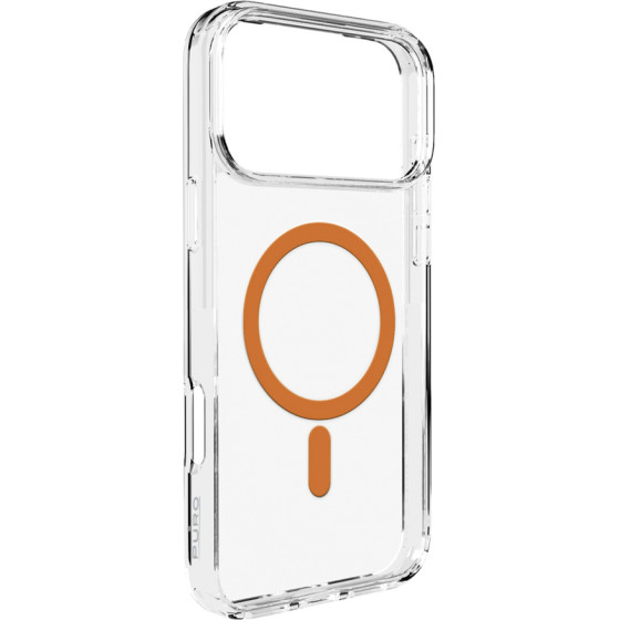 Puro Lite Mag TPU+Pc Case Compatible With Magsafe For Iphone 17 Pro - Transparent With Orange Ring - (PUIPC17P63LITEMORA)