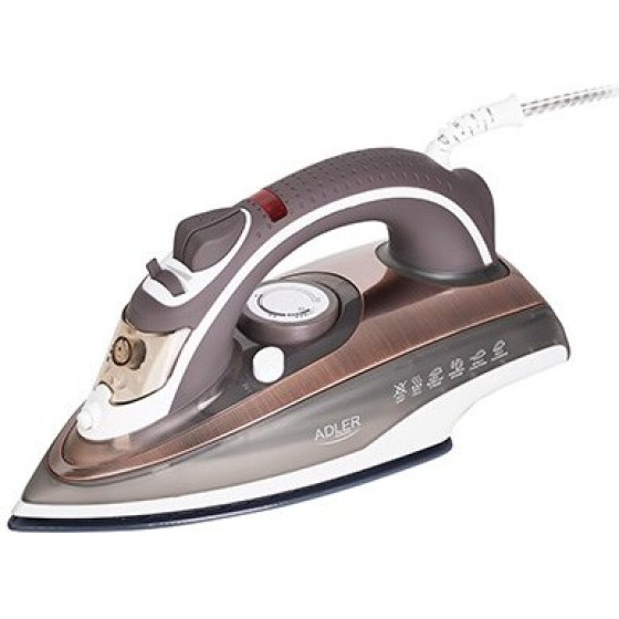Adler Iron Steam Iron Ceramic Soleplate 3000 W Brown, Grey, White - (Ad 5030)