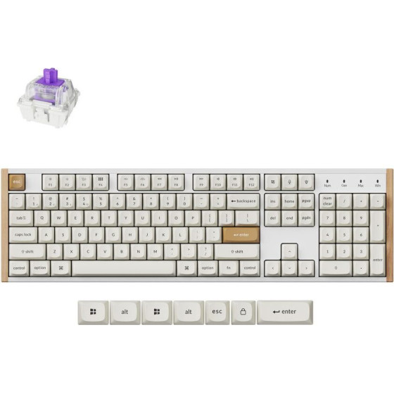Keychron K10 He Special Wood Edition White Wireless Magnetic Hall Effect Rgb 100% Us - (K10H-Q1)