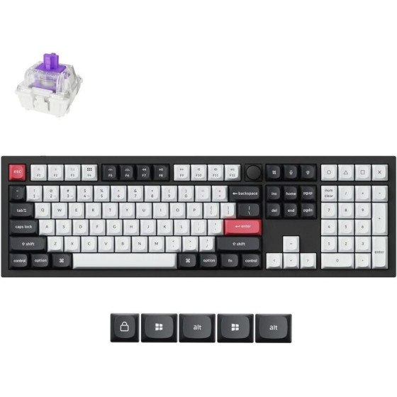 Keychron Q6 He Qmk Wireless Custom Hall Effect Keyboard Purple Switch 100% Us Layout - (Q6H-M1)