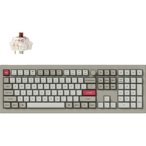 Keychron V6 Max Retro QMK/Via BT/2,4/Wired Custom Mechanical Keyboard Brown Switch 100% - (V6M-R3)
