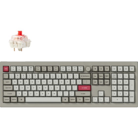 Keychron V6 Max Retro QMK/Via BT/2,4/Wired Custom Mechanical Keyboard Red Switch 100% Us - (V6M-R1)