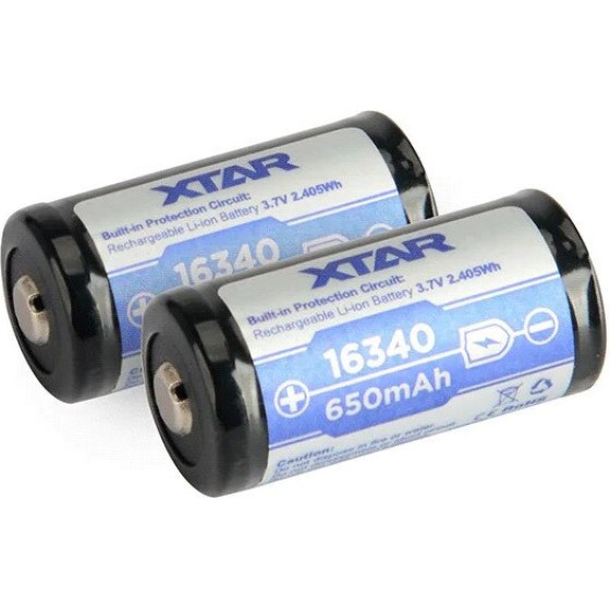 XTAR Battery 16340/R-CR123 3,7V Li-Ion 650 Mah - (16340-650)