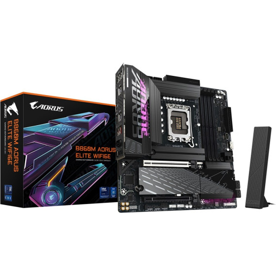 Gigabyte B860M Aorus Elite WIFI6E Motherboard - Intel Core Ultra Series CPUs, 12+1+2+1 Phases VRM, Up To 9200MHz DDR5, 1xPcie 5.0 + 2xPcie 4.0 M.2, 2.5GBe LAN, Wifi 6E, Thunderbolt - (B860M A Elite WIFI6E)