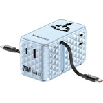 Verbatim Travel Adapter EU/UK/Us Gan 1xUSB-C/1xUSB-A/2xUSB-C Pd 70W Blue - (30187)