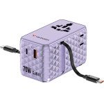 Verbatim Travel Adapter EU/UK/Us Gan 1xUSB-C/1xUSB-A/2xUSB-C Pd 70W Purple - (30188)