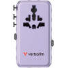Verbatim Travel Adapter EU/UK/Us Gan 1xUSB-C/1xUSB-A/2xUSB-C Pd 70W Purple - (30188)