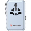Verbatim Travel Adapter EU/UK/Us Gan 2xUSB-C/2xUSB-A/1xUSB-C Pd 100W Blue - (30192)