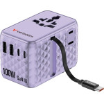 Verbatim Travel Adapter EU/UK/Us Gan 2xUSB-C/2xUSB-A/1xUSB-C Pd 100W Purple - (30193)