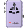 Verbatim Travel Adapter EU/UK/Us Gan 2xUSB-C/2xUSB-A/1xUSB-C Pd 100W Purple - (30193)