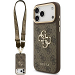 Guess 4G Big 4G Classic Logo Big Strap Metal Buttons Case For Iphone 17 Pro Max Brown - (GUHCP17XP4G4BCSW)