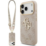 Guess 4G Big 4G Classic Logo Big Strap Metal Buttons Case For Iphone 17 Pro Pink - (GUHCP17LP4G4BCSP)