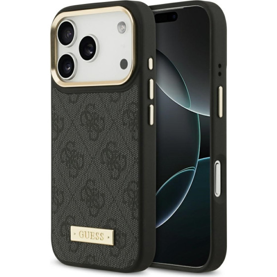 Guess 4G Logo Plate Magsafe Case For Iphone 17 Pro Black - (GUHMP17LU4GPRK)