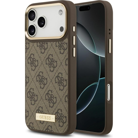 Guess 4G Logo Plate Magsafe Case For Iphone 17 Pro Max Brown - (GUHMP17XU4GPRW)
