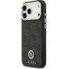 Guess 4G Srtass Logo & Big Strap Metal Buttons Magsafe Case For Iphone 17 Pro Max Black - (GUHMP17XP4G4DCSK)