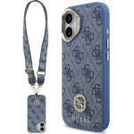 Guess 4G Strass Logo & Big Strap Metal Buttons Magsafe Case For Iphone 17 Blue - (GUHMP17SP4G4DCSB)
