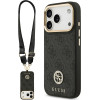 Guess 4G Strass Logo & Big Strap Metal Buttons Magsafe Case For Iphone 17 Pro Black - (GUHMP17LP4G4DCSK)