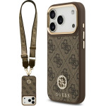 Guess 4G Strass Logo & Big Strap Metal Buttons Magsafe Case For Iphone 17 Pro Brown - (GUHMP17LP4G4DCSW)