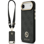 Guess 4G Strass Logo & Big Strap Metal Buttons Magsafe Case For Iphone Air Black - (GUHMP17MP4G4DCSK)