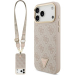 Guess 4G Triangle Logo & Big Strap Metal Buttons Magsafe Case For Iphone 17 Pro Max Pink - (GUHMP17XP4G4TCSP)