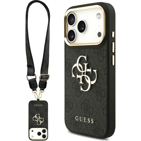 Guess Case 4G Big 4G Classic Logo Big Strap Metal Buttons For Iphone 17 Pro Black - (GUHCP17LP4G4BCSK)