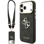 Guess Case 4G Big 4G Classic Logo Big Strap Metal Buttons For Iphone 17 Pro Max Black - (GUHCP17XP4G4BCSK)