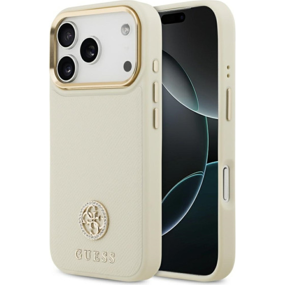 Guess Case Grained Strass Logo Magsafe For Iphone 17 Pro Beige - (GUHMP17LPGCRMDEE)